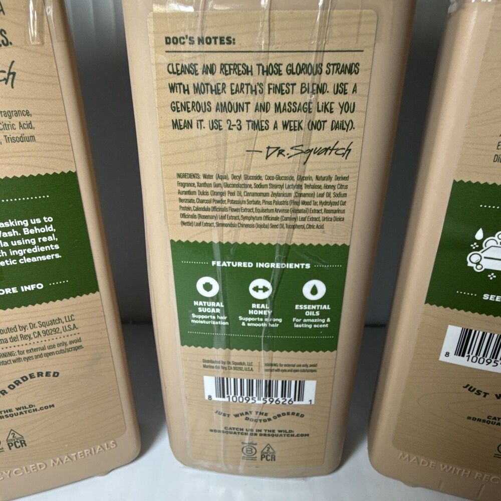 Dr. Squatch Pine Tar 3pc Men's Body Wash Liquid Multipack 14 fl oz - Picture 6 of 7
